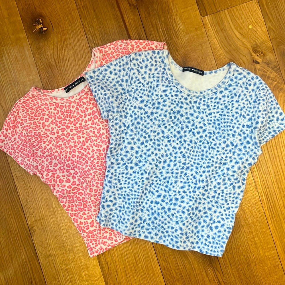 Blue and Pink Brandy Melville cheetah print baby tees